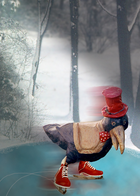 Skating crow